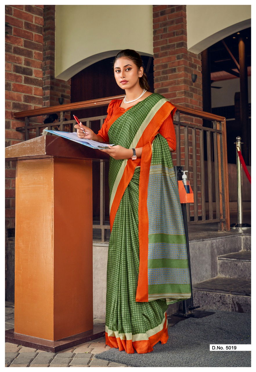 Malgudi Silk Uniform Printed Designer Wholesale Sarees For Bussiness